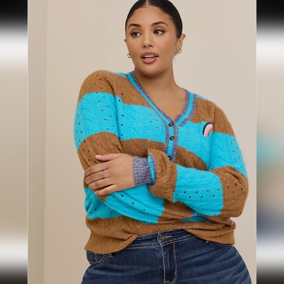 Brown and Blue Striped Cardigan - Picture 2 of 8